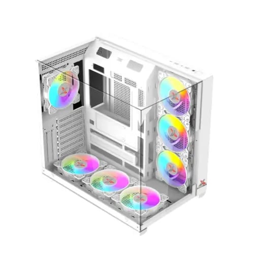 كيس XTREME NANO V أبيض — زجاج مقسّى وإضاءة ARGB