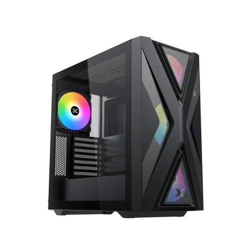 كيس Xigmatek Hyperion أسود — Mid Tower يدعم E-ATX بواجهة Mesh وزجاج مقسّى