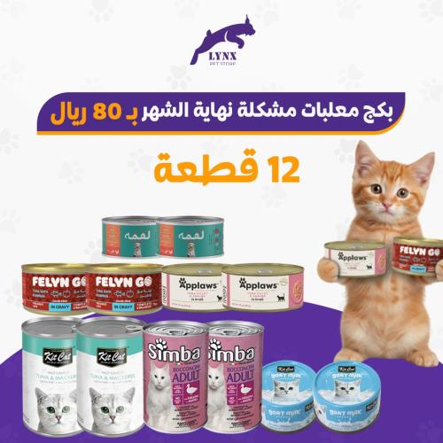 بكج نهاية الشهر معلبات مشكل للقطط البالغة 12 حبة