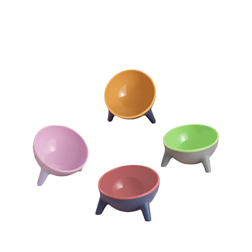 وعاء طعام للقطط و الكلاب بلاستك عالية الجرف منحني...