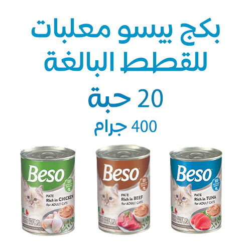 بكج معلبات بيسو للقطط البالغة مشكل 400 جرام 20 حب