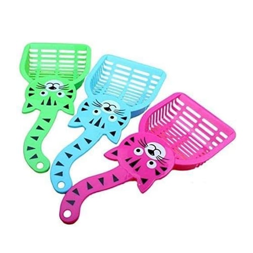 مجرفه رمل للقطط بلاستيك علي شكل قط متعددة الالوان