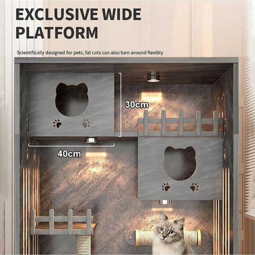 فيلا للقطط خشب اللون اسود 90 سم × 60 سم × 155 سم