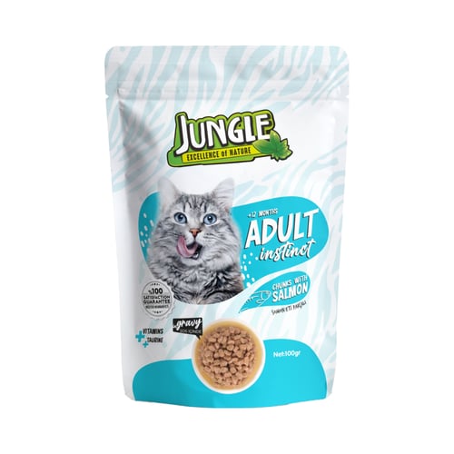 جنغل اظرف رطبة للقطط البالغة 100 جرام متعدد النكها...