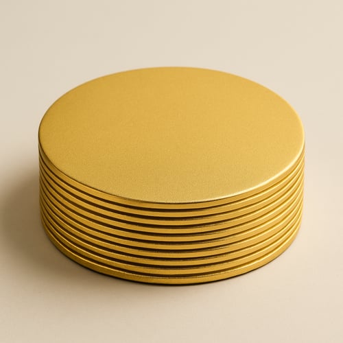 قاعدة كيك دائري لون ذهبي 10 كيلو مقاس 10 سم