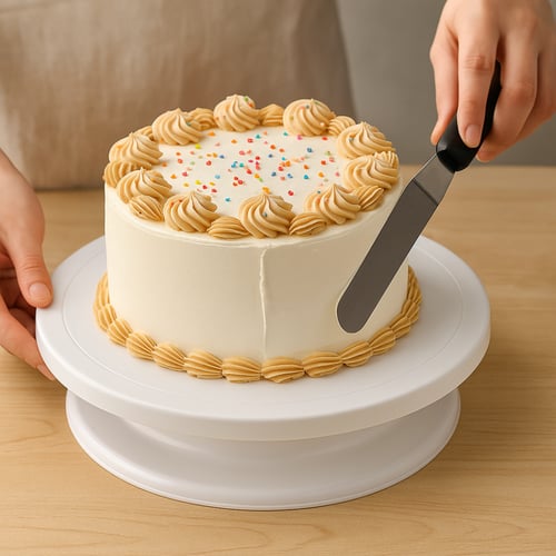 قاعدة دوار للكيك بلاستيك 28 سم