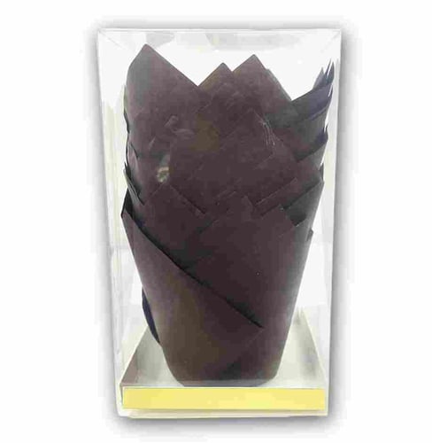 كب كيك توليب 25 قطعه لون بني غامق