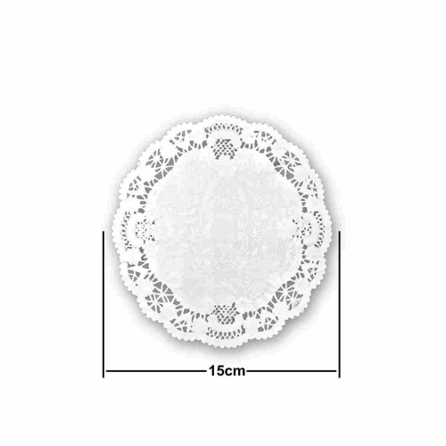 ورق دانتيل دائري ابيض مقاس 15cm