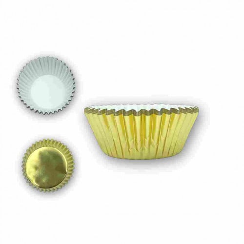 كب كيك ورقي مغلف بالألمنيوم لون ذهبي اصفر