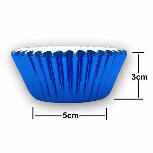 كب كيك ورقي مغلف بالألمنيوم لون ازرق