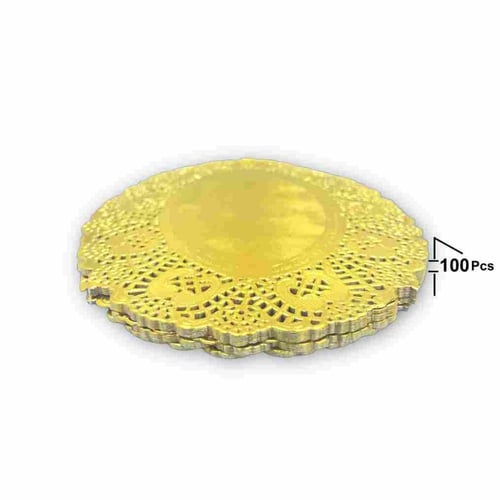 ورق دانتيل بيضاوي ذهبي مقاس 26.5x19cm