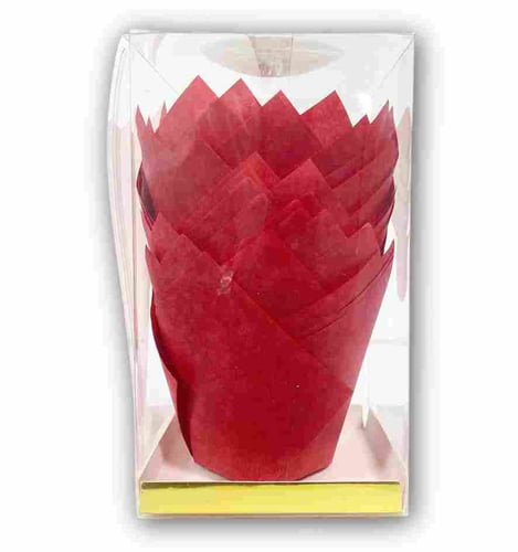 كب كيك توليب 25 قطعه لون احمر