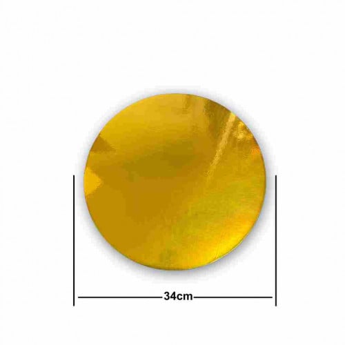 قاعدة كيك دائري لون ذهبي 10 كيلو مقاس 34 سم