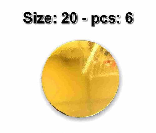 قاعدة كيك دائري لون ذهبي مقاس 20 سم 6 قطع