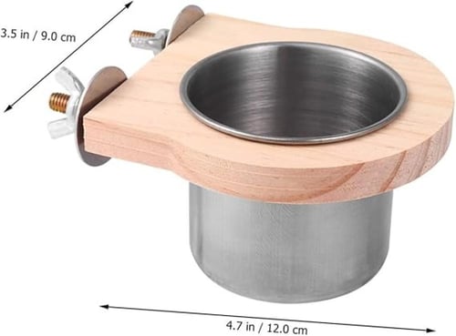 معلف طيور استانلس مع دائرة تعليق خشب