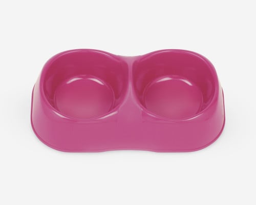 وعاء بلاستيك مزدوج للقطط من ام بي اس ، حجم متوسط