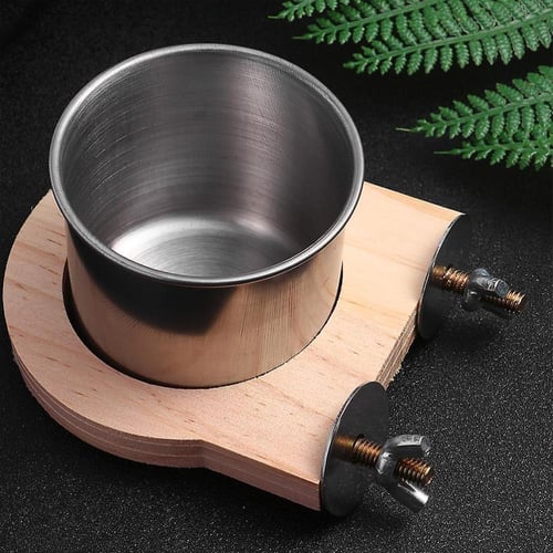 معلف طيور استانلس مع دائرة تعليق خشب