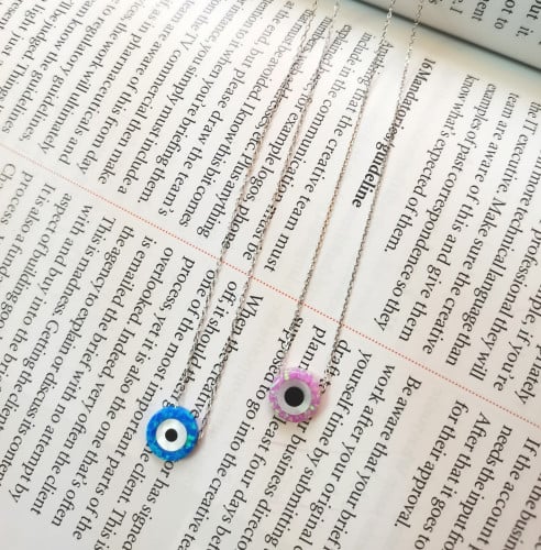 Pure silver Opal eye necklace