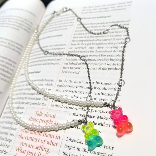 Handmade Gummy bear necklaces imitation pearls vs...
