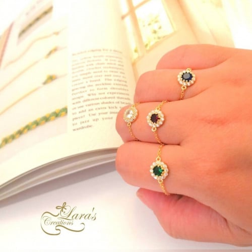 Pure silver gold plated chain ring