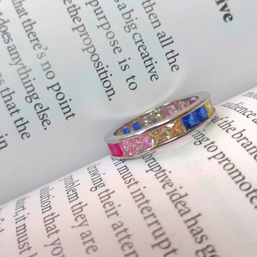 Pure silver rainbow ring