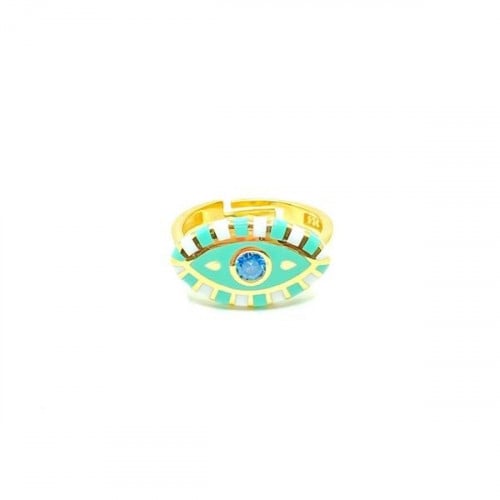 Pure Silver gold plated Mint Eye ring