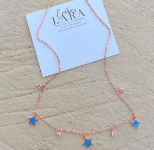 Star rose gold plated silver necklace