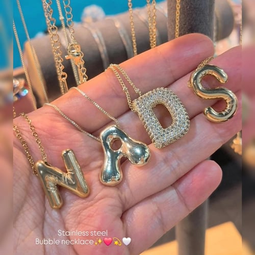 Initial bubble stainless steel necklace
