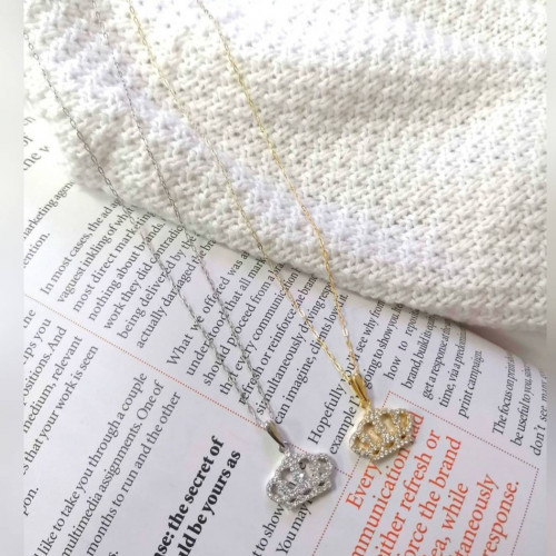 Pure silver crown necklace