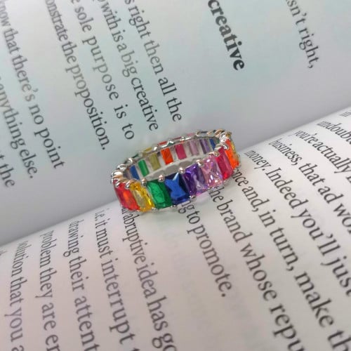 Pure silver rainbow ring