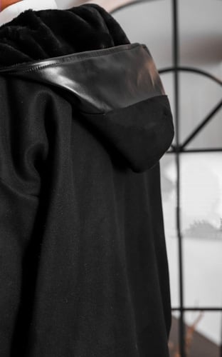 فروه قماش جوخ مع جلد على الاطراف