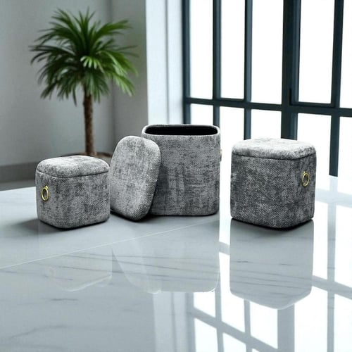 طقم صناديق تخزين مربعة – 3 قطع بأحجام مختلفة