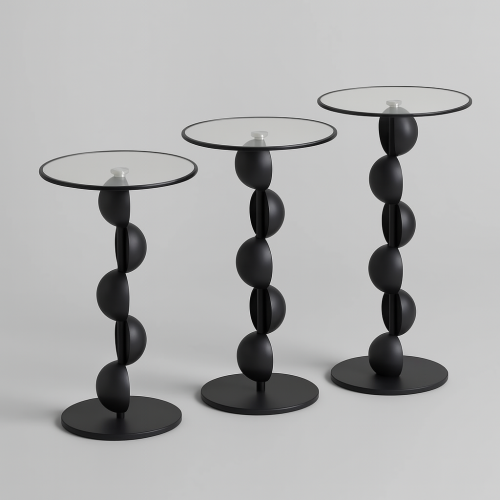 طقم طاولات جانبية معدنية بتصميم عصري – 3 قطع