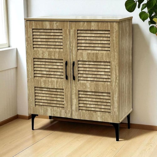 خزانة أحذية ببابين وأرفف داخلية