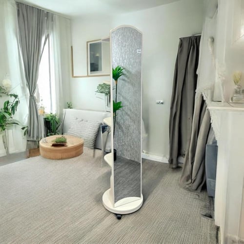 مرايا متحركة مع قاعدة دواره وارفف خشبية