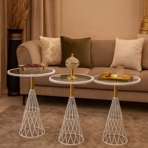 طقم طاولات ضيافة عصرية 3 قطع