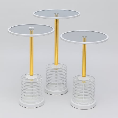 طقم طاولات جانبية دائرية – 3 قطع بتصميم عصري فاخر