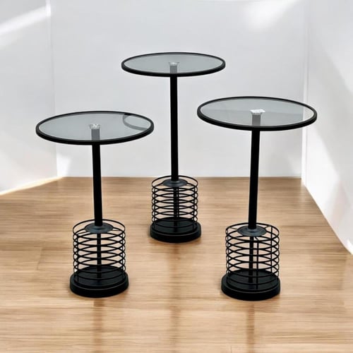 طقم طاولات جانبية دائرية – 3 قطع بتصميم عصري فاخر