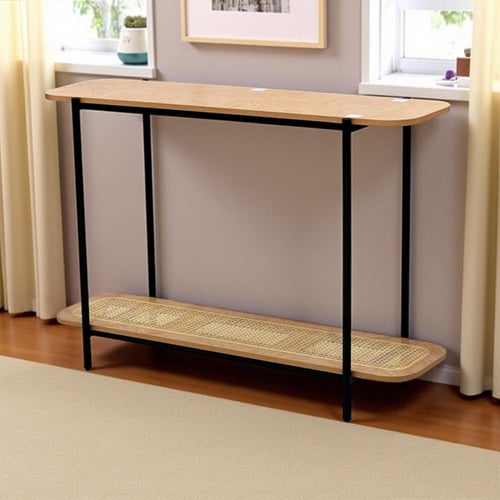 طاولة مدخل خشب مع رف سفلي – تصميم أنيق وعصري