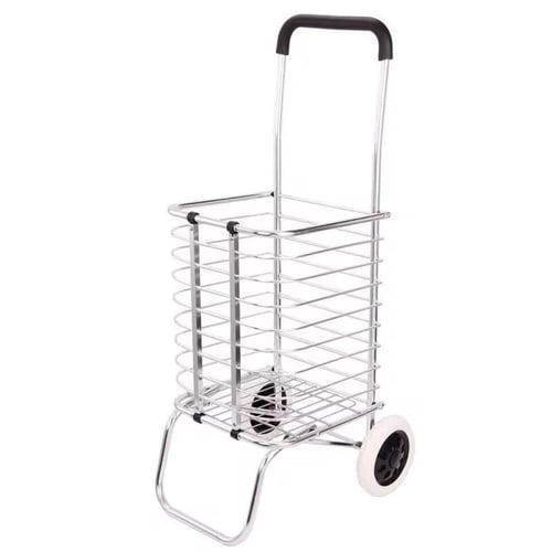 عربة تسوق معدنية قابلة للطي بعجلات متينة