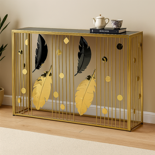 طاولة مدخل بتصميم فاخر بلمسة فنية من الريش – إطار...