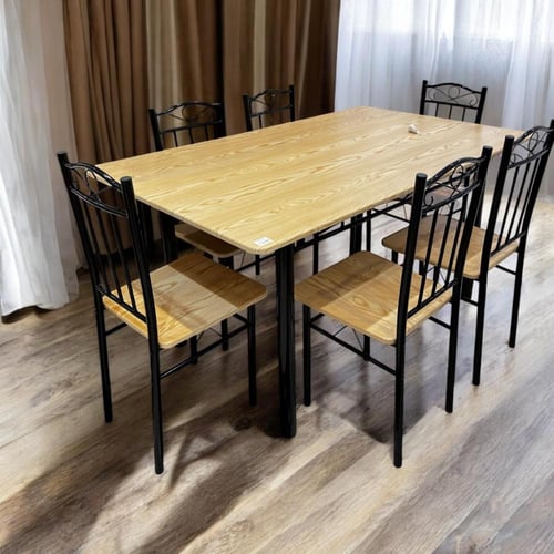 طقم طاولة طعام معدني أنيق – 6 كراسي