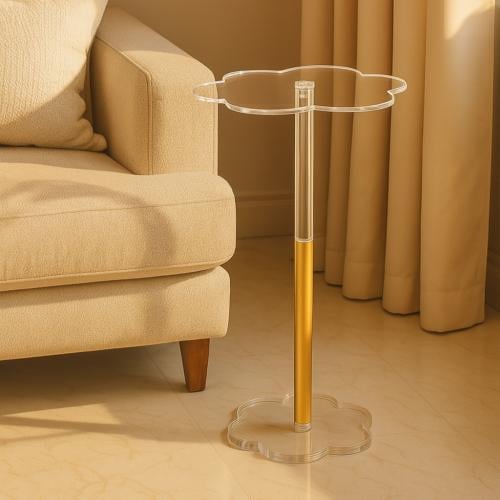 طاولة خدمة اكريلك بتصميم عصري – أسود / ذهبي / شفاف