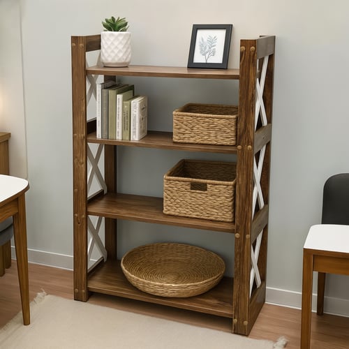 ستايل دارَك - رف خشبي ٤ رفوف