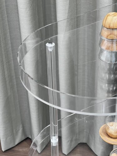 عربة تقديم أكريليك شفافة بعجلات متنقلة