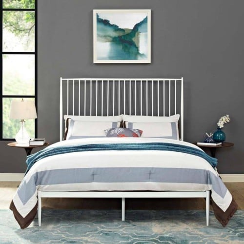 هيكل سرير لون ابيض