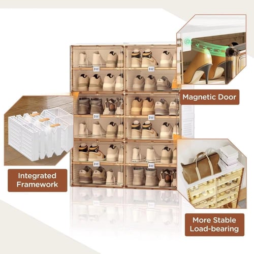 وحدة عرض الأحذية 16 طبقة – أبيض / أسود