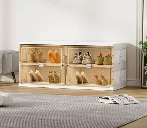 خزانة الأحذية الأفقية – بابين شفافين و4 أرفف