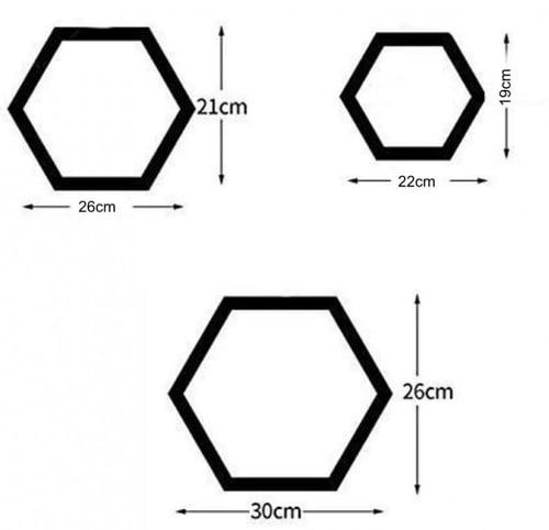رف جداري سداسي لون ابيض