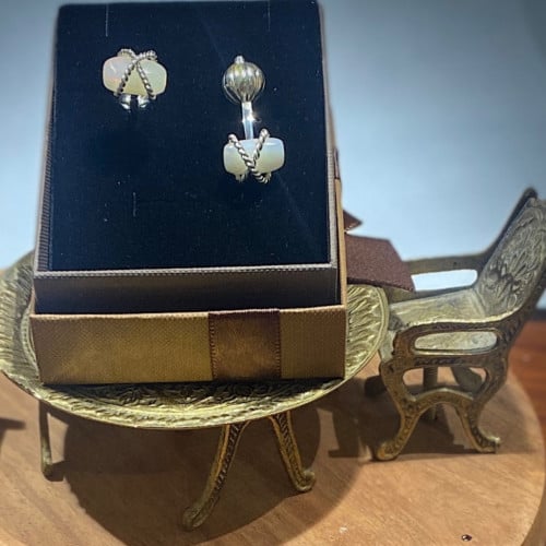 Silver cup with opal stone